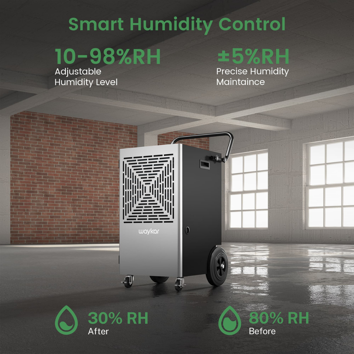 Waykar 155 Pint Portable Dehumidifier with Pump - Infographic 2