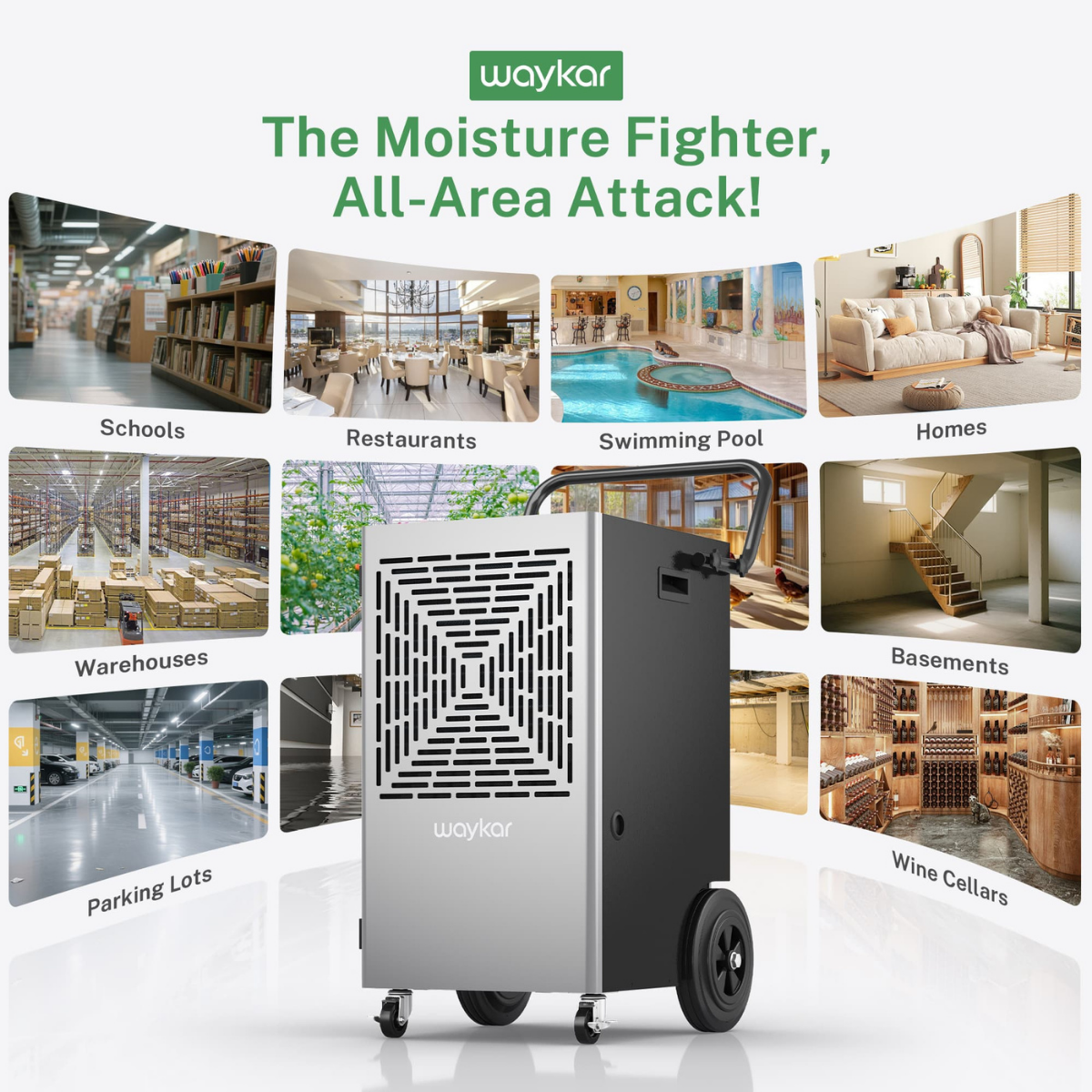 Waykar 155 Pint Portable Dehumidifier with Pump - Infographic 8