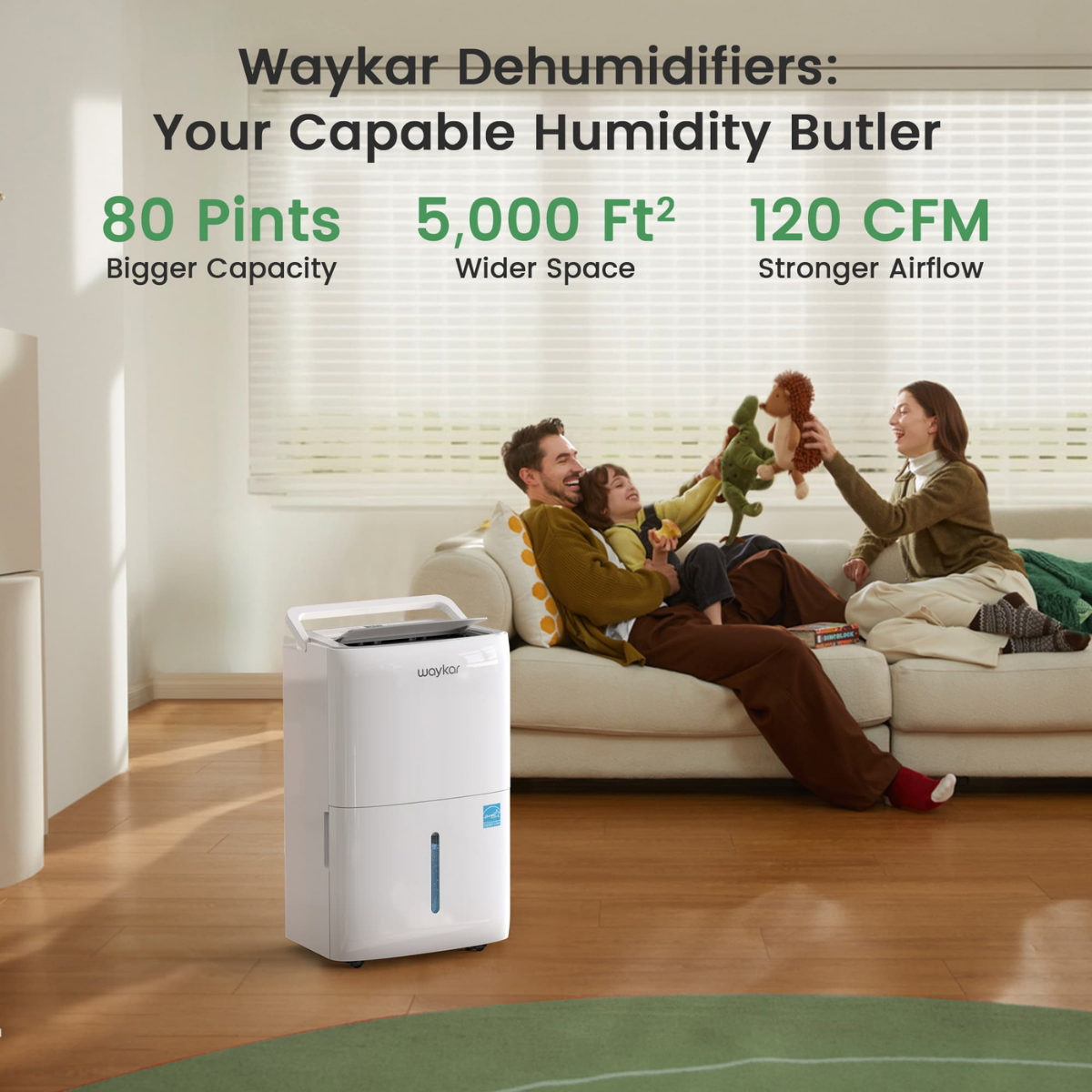 Waykar 80 Pint Energy Star Dehumidifier - Infographic 1