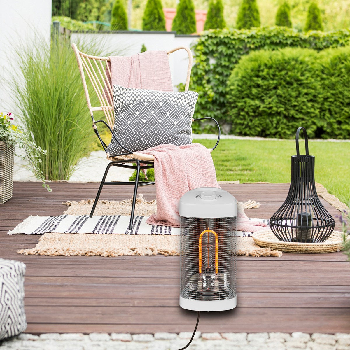 Westinghouse 1200 Watt Infrared Portable Oscillating Electric Outdoor Heater - on Patio