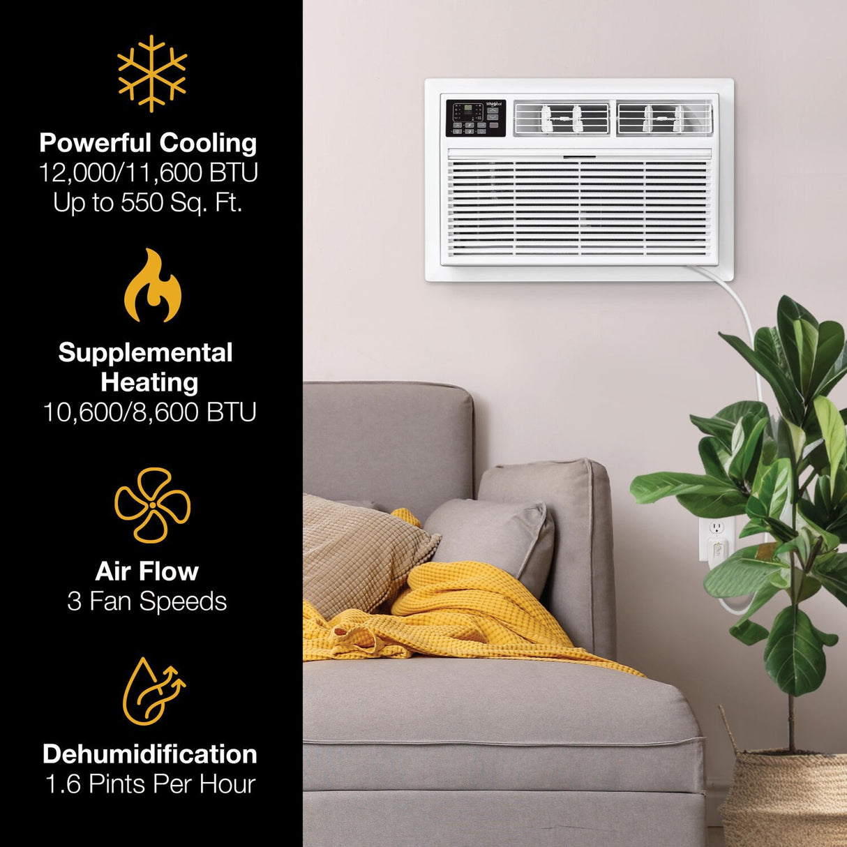 Whirlpool 12,000 BTU Through-the-Wall Air Conditioner - Features