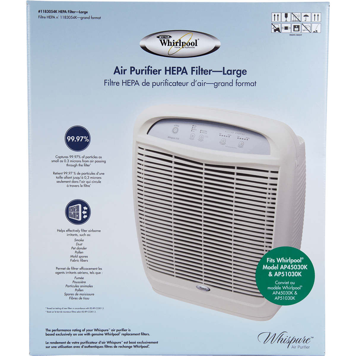 Genuine Whirlpool True HEPA Filter - Large 1183054K