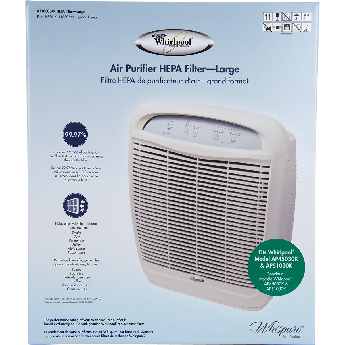 Genuine Whirlpool True HEPA Filter - Large 1183054K