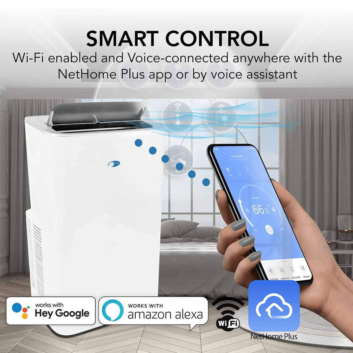 Whynter ARC-0850XP Smart Wi-Fi Portable AC w/ Built-in Dehumidifier - Infographic 1