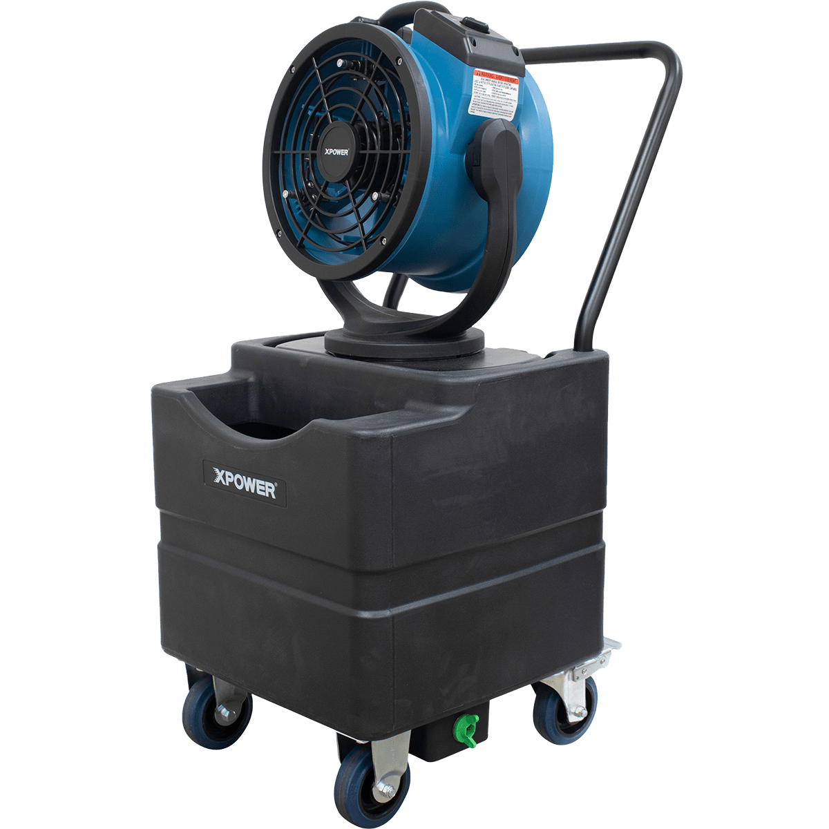 XPOWER 1000 CFM Outdoor Oscillating Misting Fan Water Pump Mobile Water Reservoir - Angle