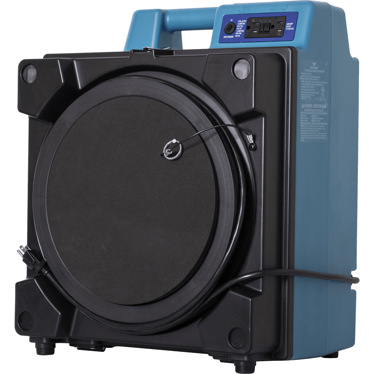 XPOWER X-4700A Professional 3-Stage HEPA Air Scrubber - Right Angle