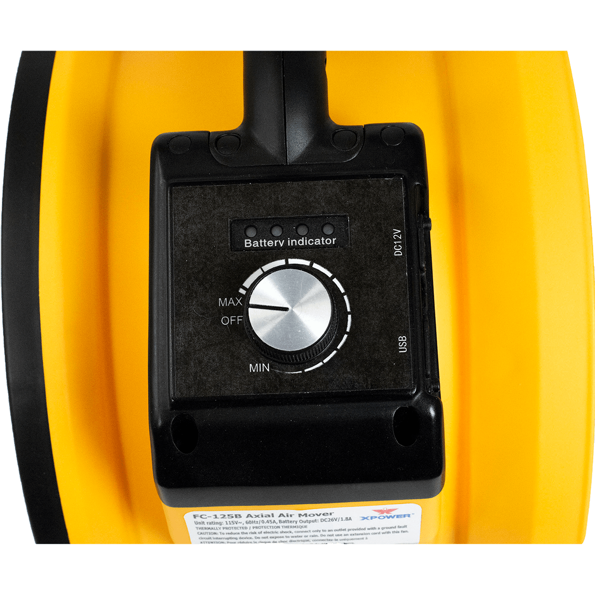 XPOWER FC-125B Cordless Air Circulator - Controls