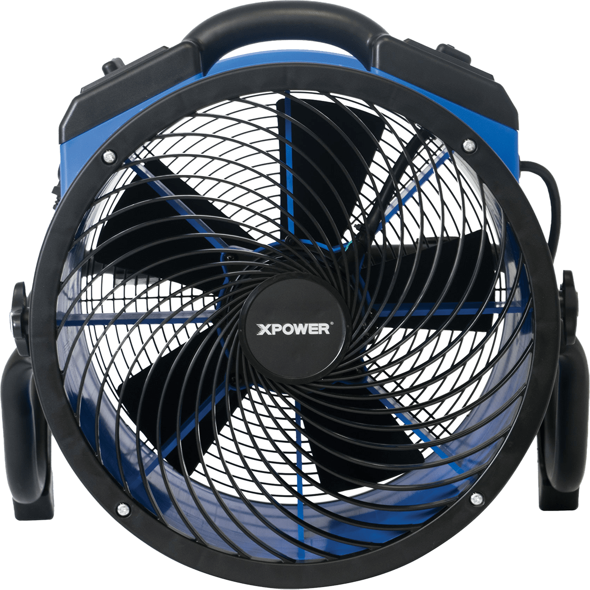 XPOWER FC-300 2100 CFM 4-Speed High Velocity Air Circulator - Front with Rack Down
