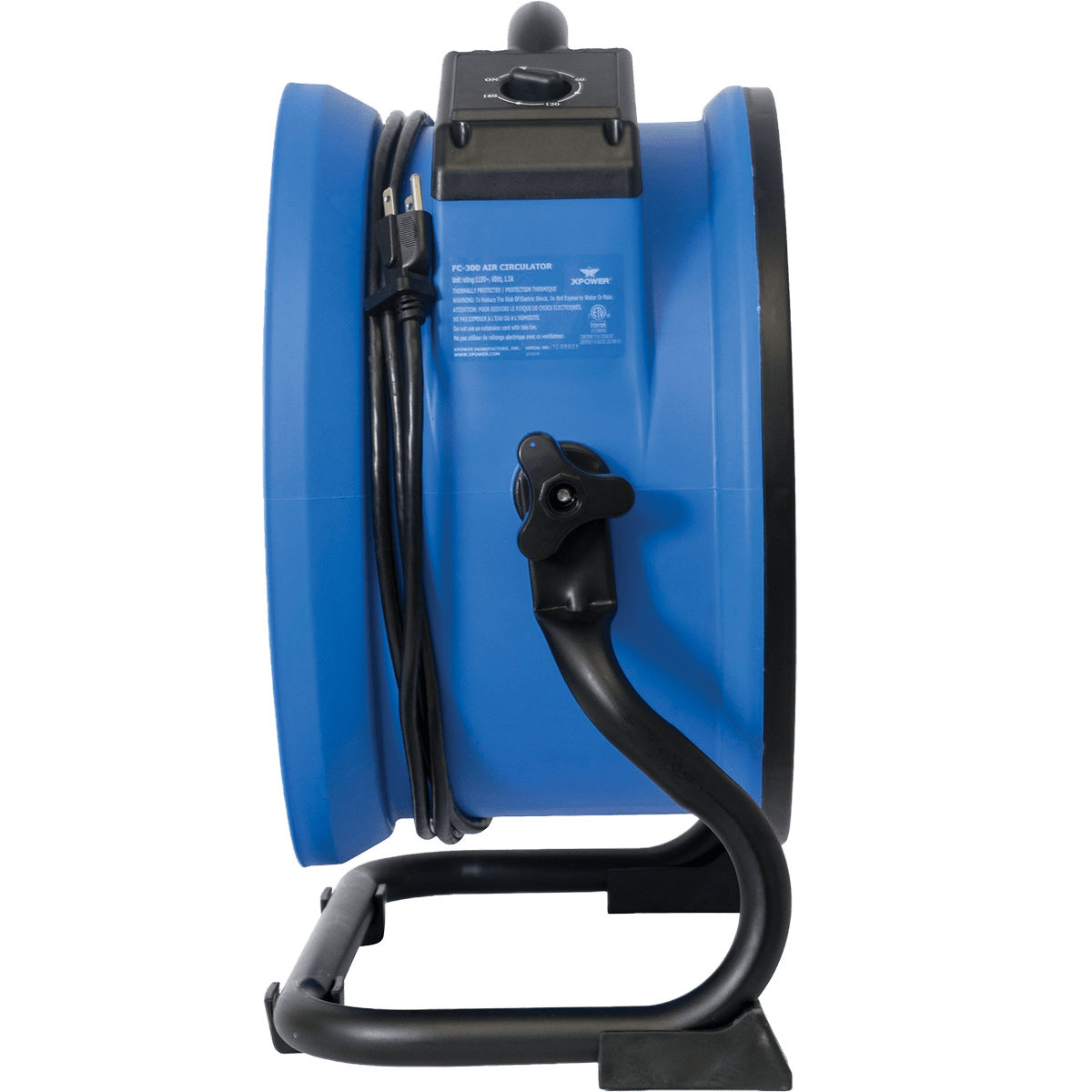 XPOWER FC-300 2100 CFM 4-Speed High Velocity Air Circulator - Left Side