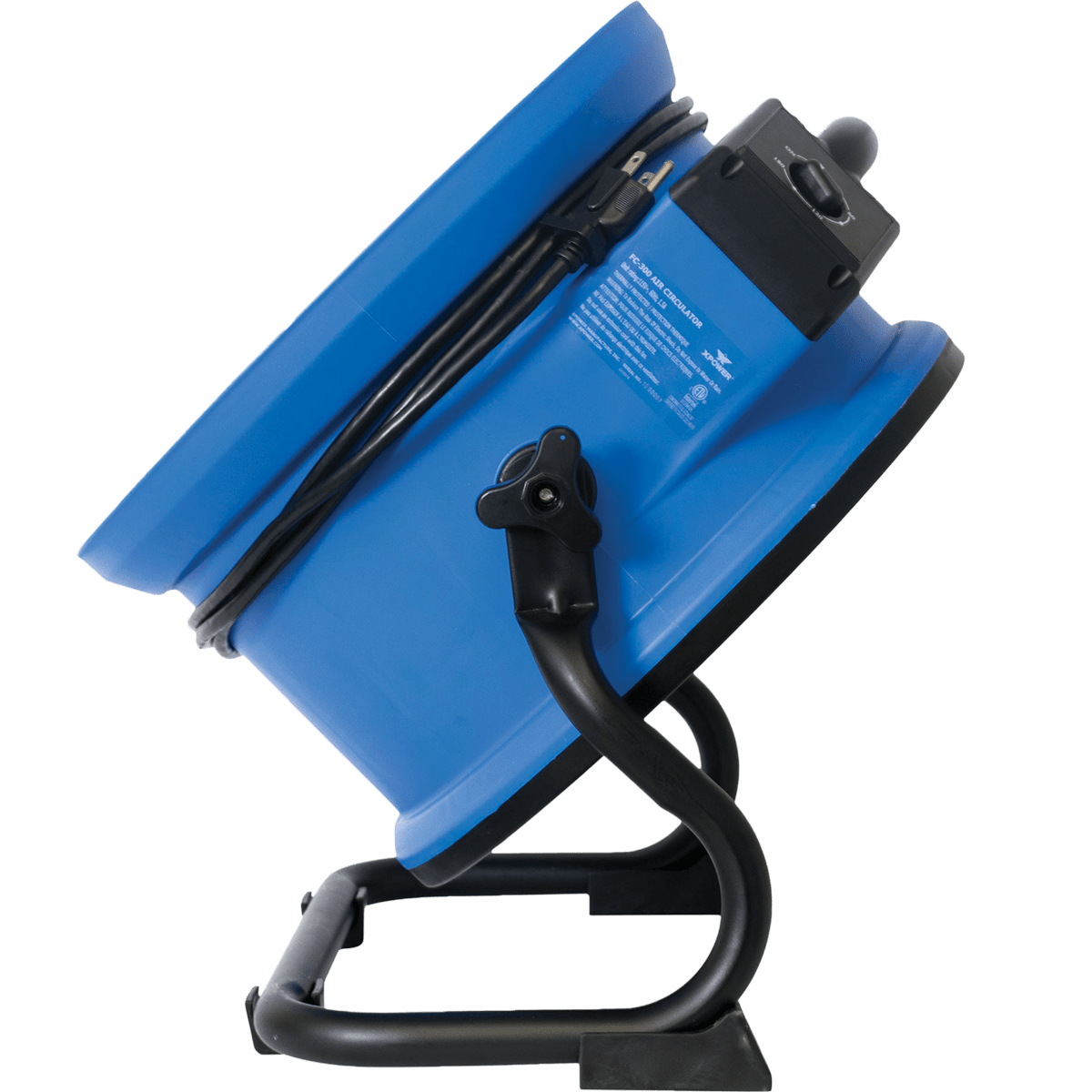 XPOWER FC-300 2100 CFM 4-Speed High Velocity Air Circulator - Left Side Tilted