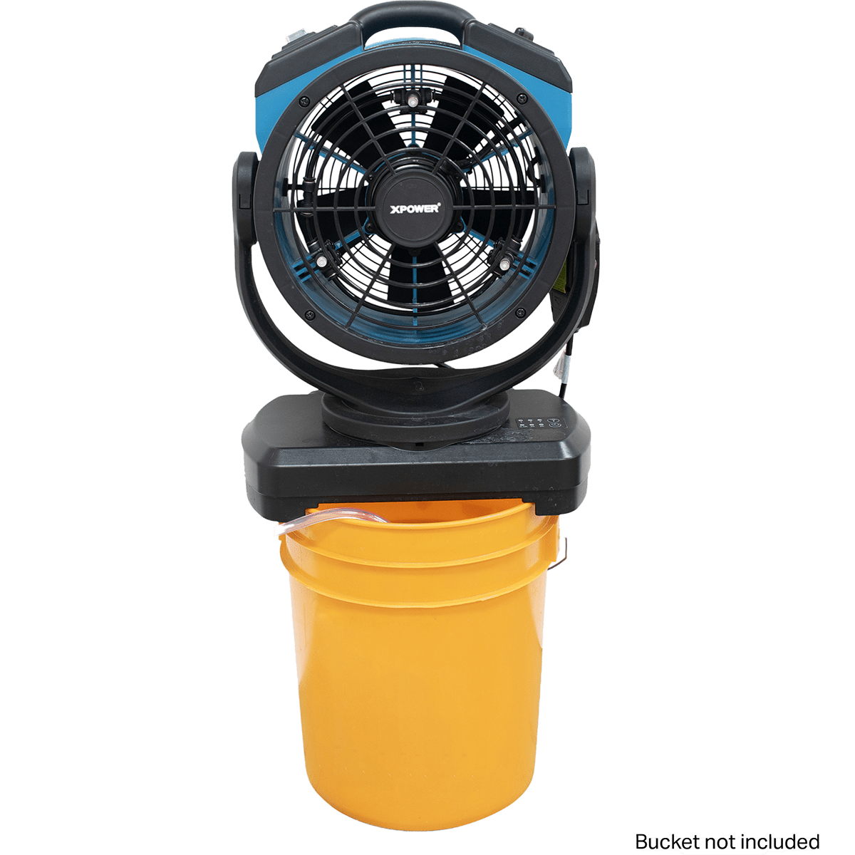 XPOWER 1000 CFM Outdoor Oscillating Misting Fan - Built-in Water Pump - on Bucket