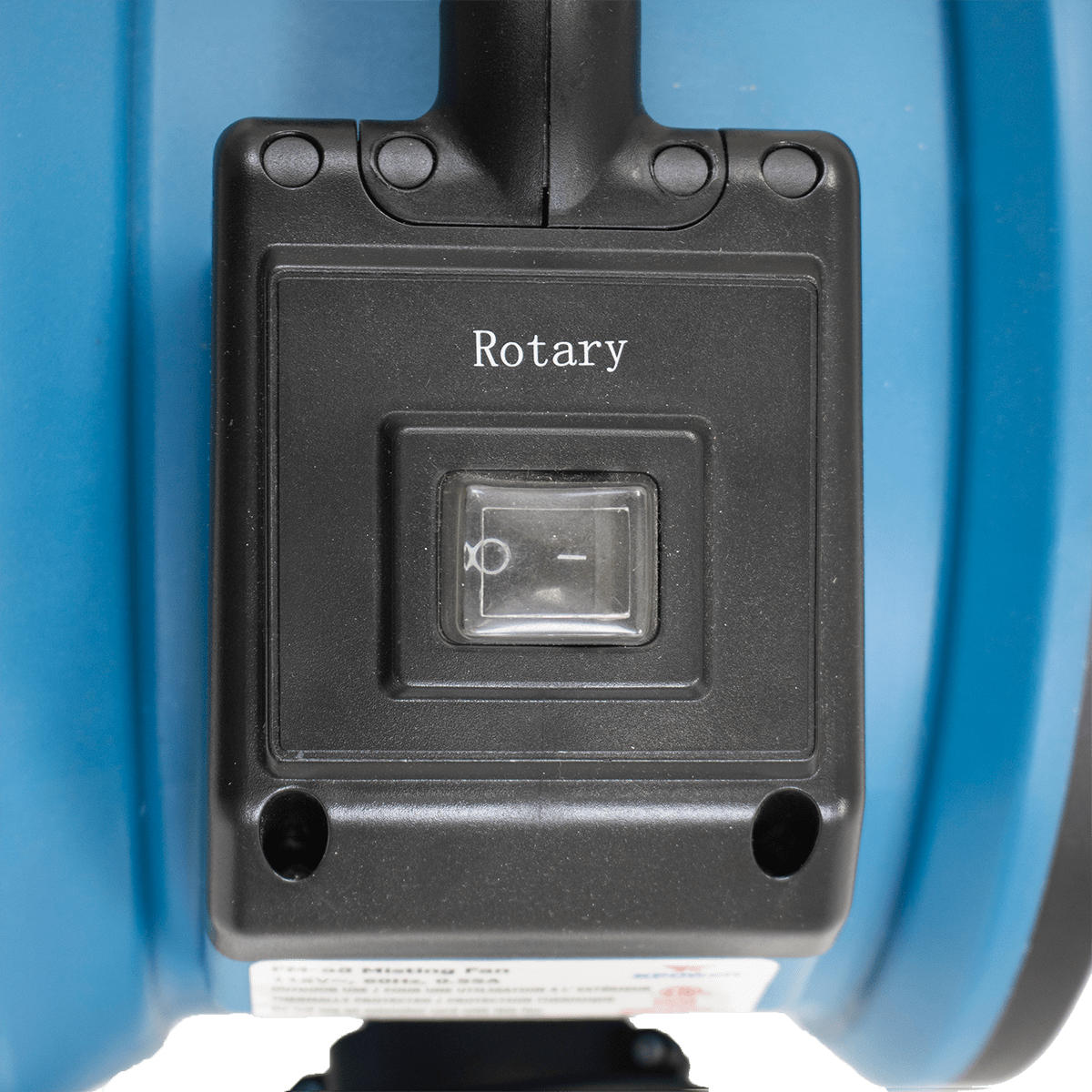 XPOWER 1000 CFM 3-Speed Oscillating Outdoor Misting Fan - Controls-on/off switch