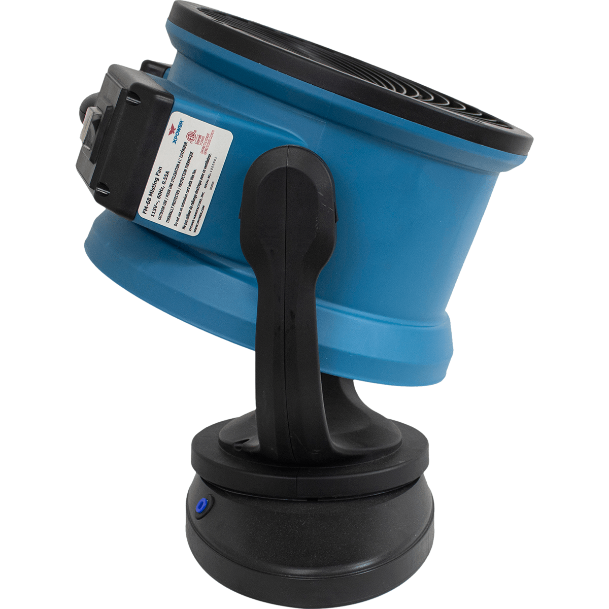 XPOWER 1000 CFM 3-Speed Oscillating Outdoor Misting Fan - Head Tilted Up