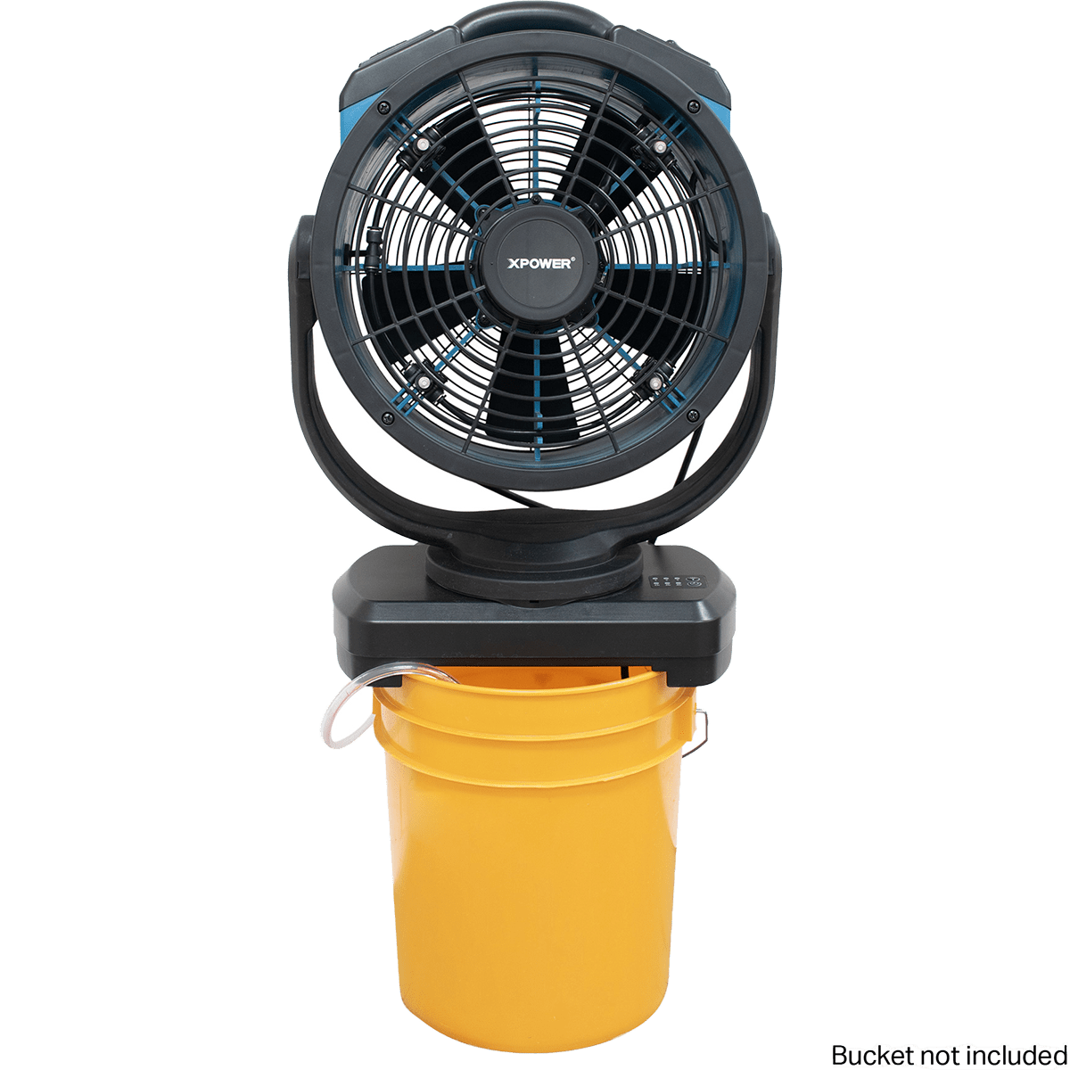 XPOWER 1700 CFM Misting Fan w/ Optional Water Reservoir - Fan Only - Bucket