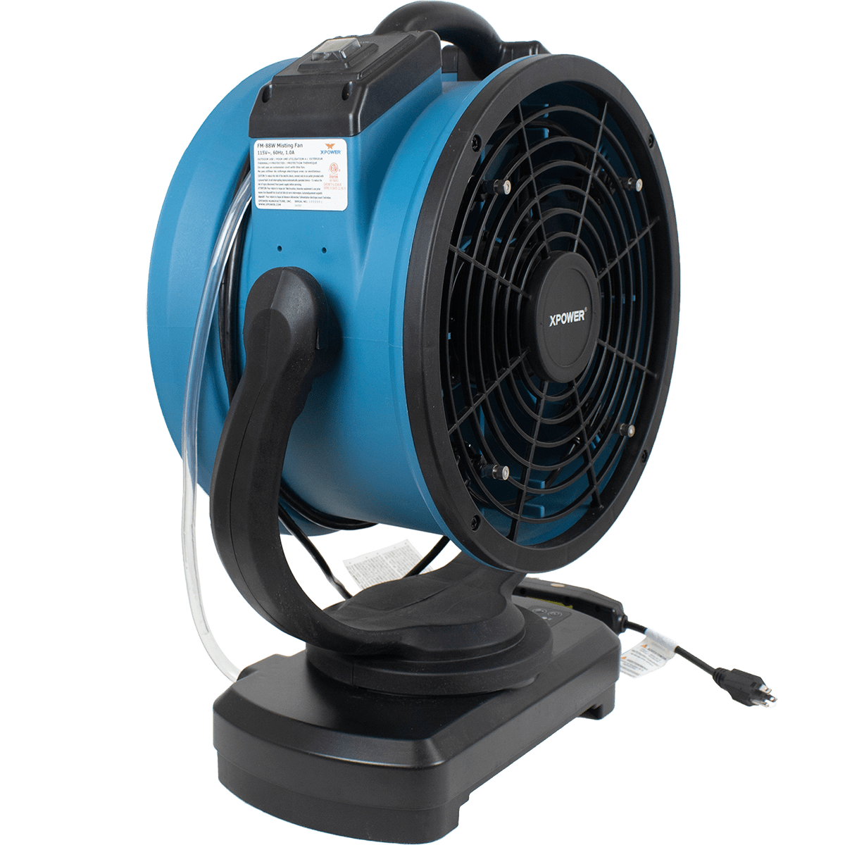 XPOWER 1700 CFM Misting Fan w/ Optional Water Reservoir - Fan Only - Angle