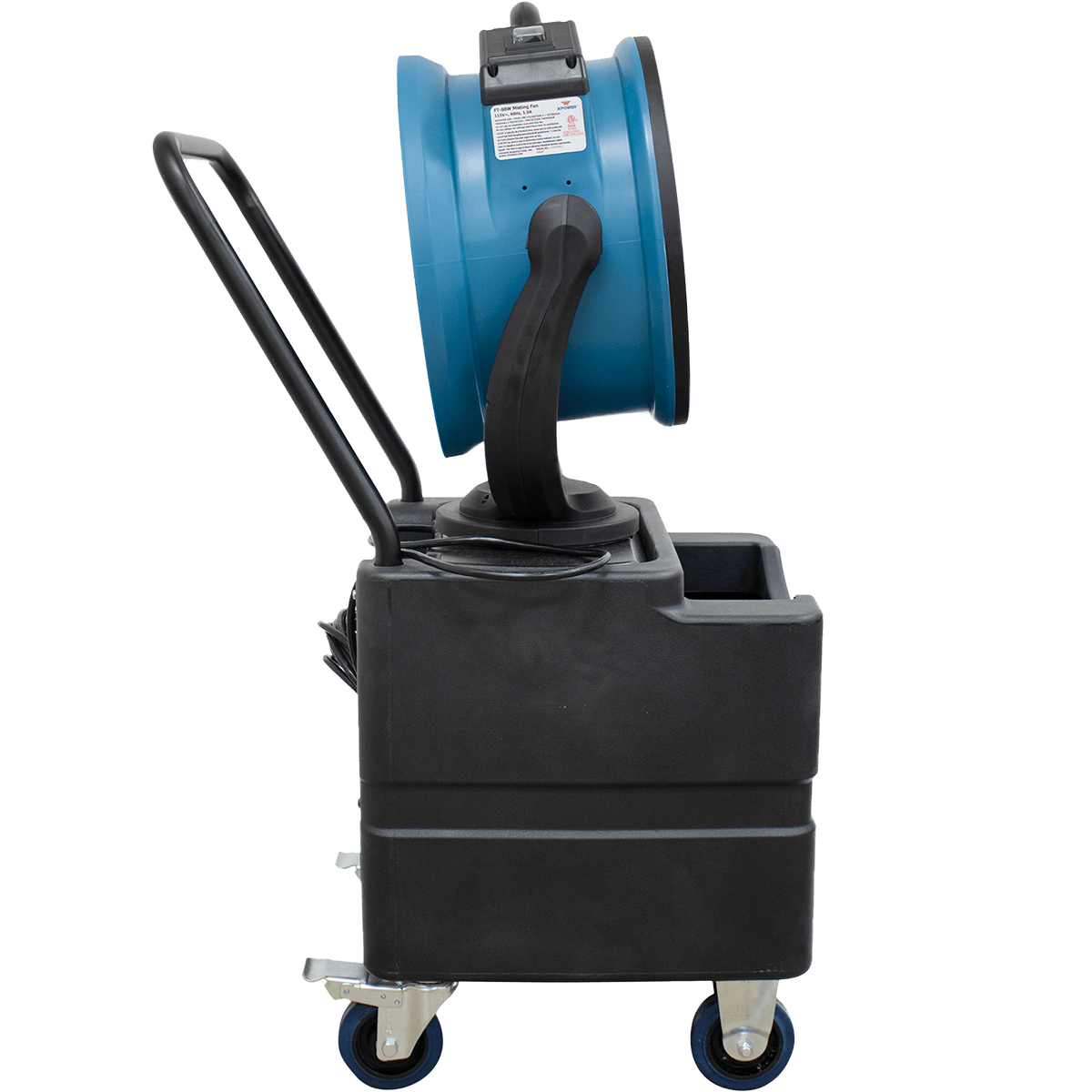 XPOWER 1700 CFM Misting Fan w/ Optional Water Reservoir - Fan with WT45 Reservoir - Left Side