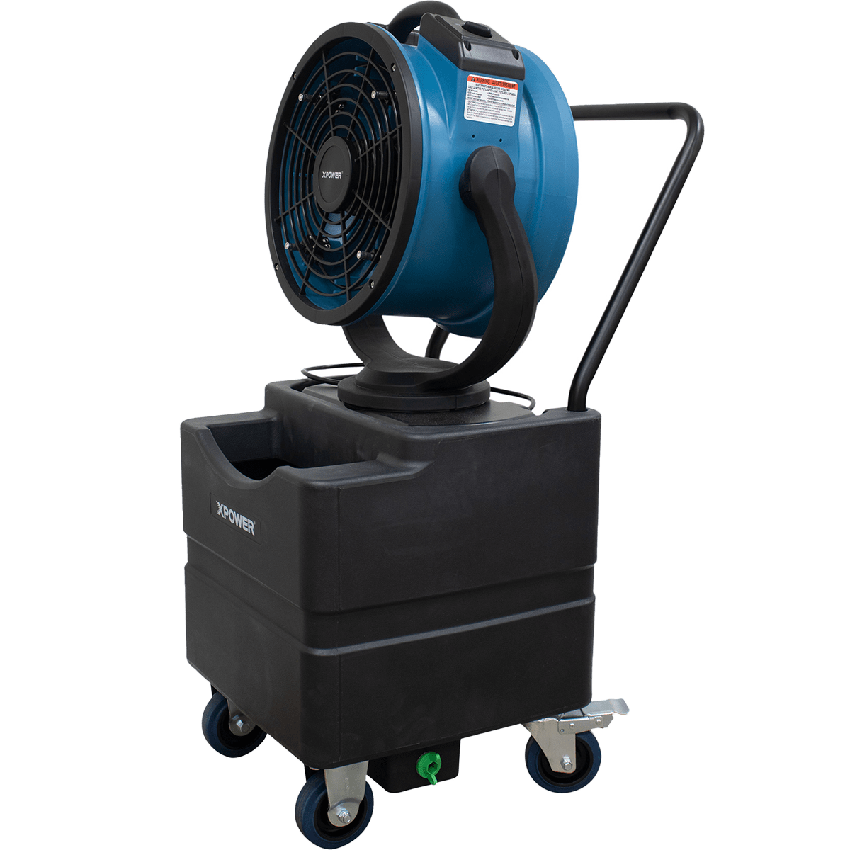 XPOWER 1700 CFM Misting Fan w/ Optional Water Reservoir - Fan with WT45 Reservoir - Angle