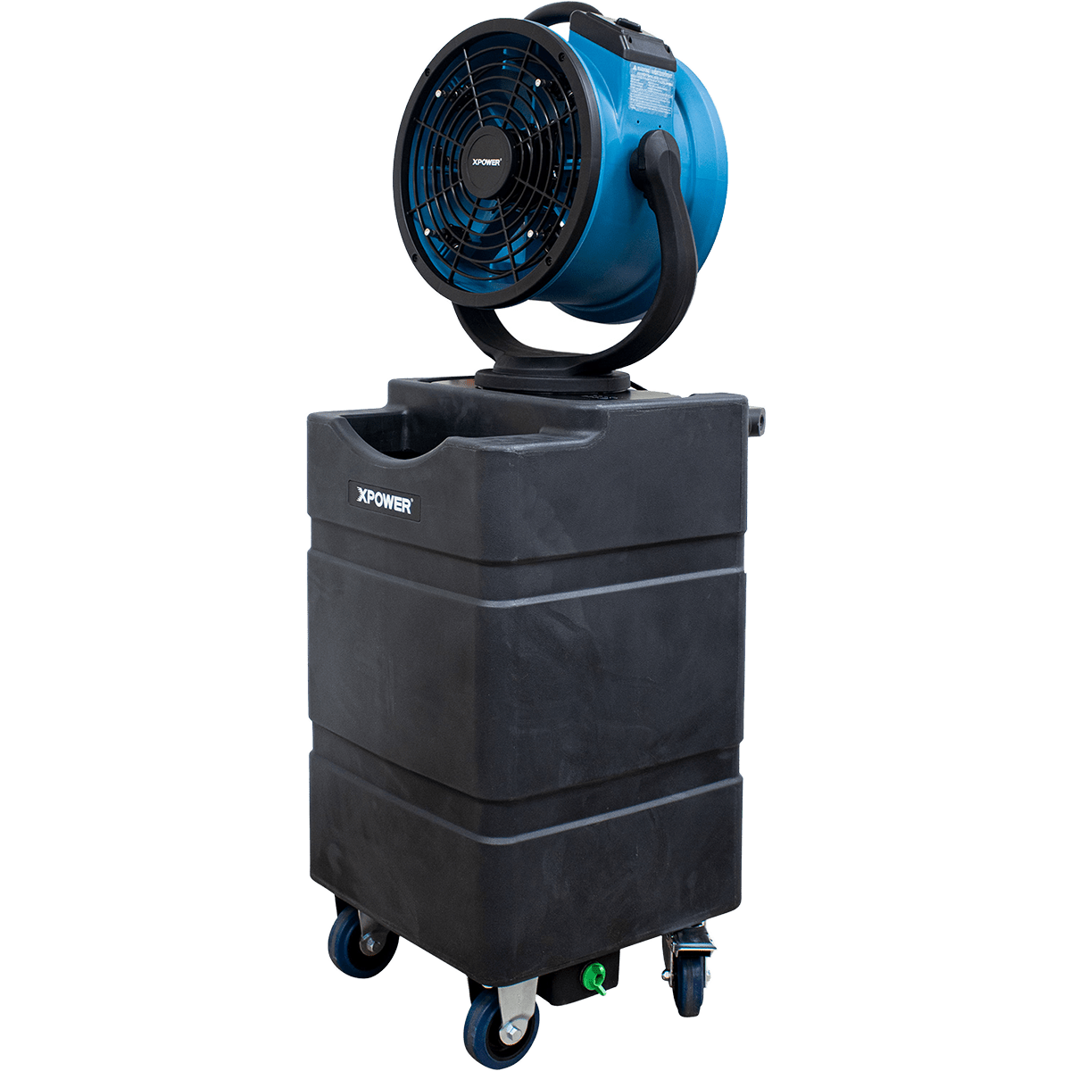 XPOWER 1700 CFM Misting Fan w/ Optional Water Reservoir - Fan with WT90 Reservoir - Angle
