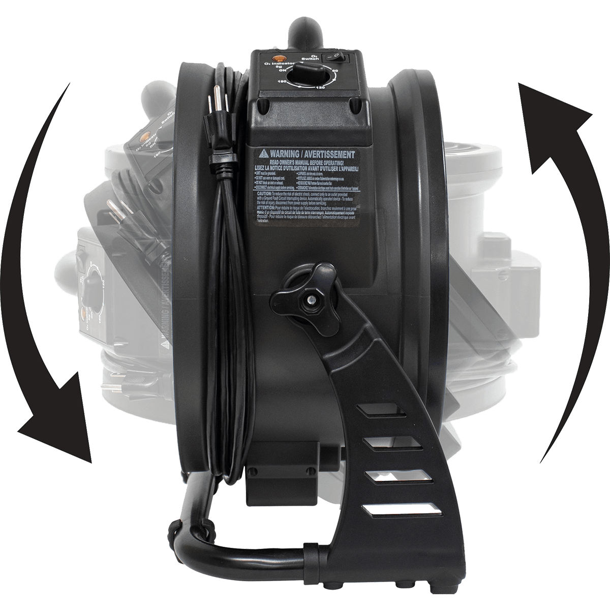 XPOWER Axial Air Mover w/ Ozone Generator - 360 Degree Rotation