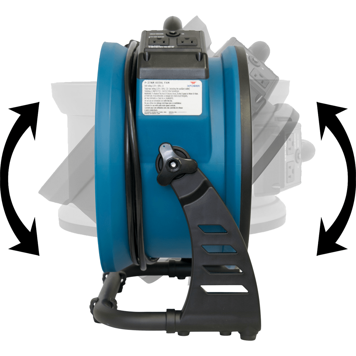 XPOWER 1300 CFM Industrial Axial Air Mover - 360 Degree Rotation