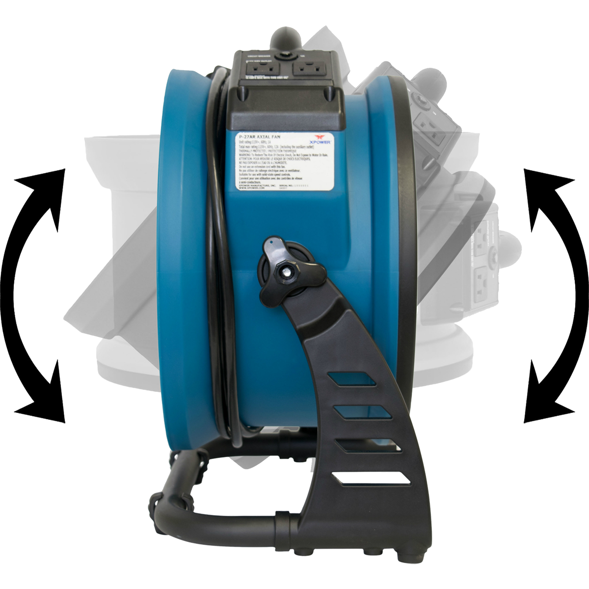 XPOWER 1300 CFM Industrial Axial Air Mover - 360 Degree Rotation