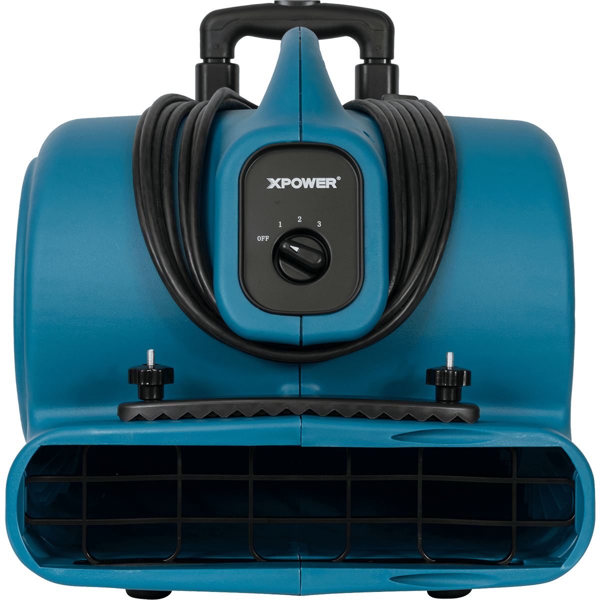 XPOWER 1/2 HP 2800 CFM 3-Speed Air Circulator w/Telescopic Handle & Wheels - Front Cord Wrap