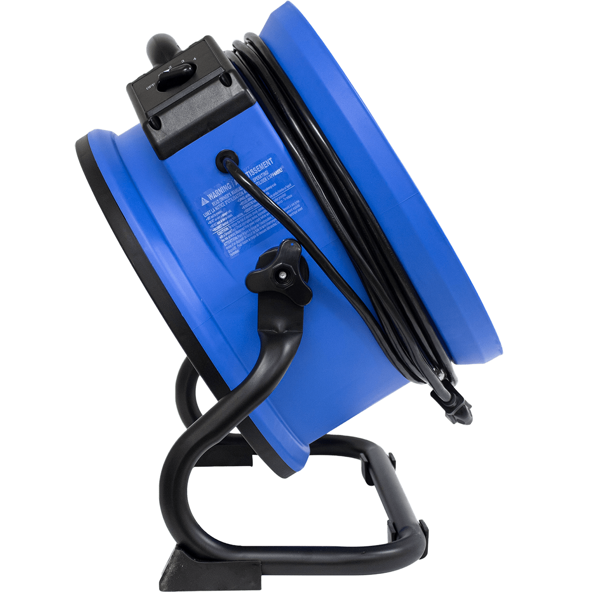 XPOWER P-39AR 2100 CFM 4-Speed 14-In. Axial Air Mover - 210 Degrees Side View