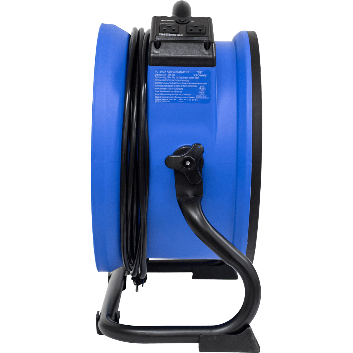 XPOWER P-39AR 2100 CFM 4-Speed 14-In. Axial Air Mover - Left Side