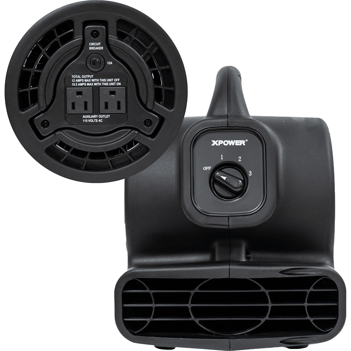 XPOWER P-80A 600 CFM Mini Mighty Air Mover - Black - Daisy Chain