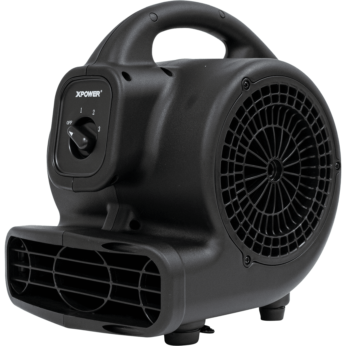 XPOWER P-80A 600 CFM Mini Mighty Air Mover - Black - Right Angle