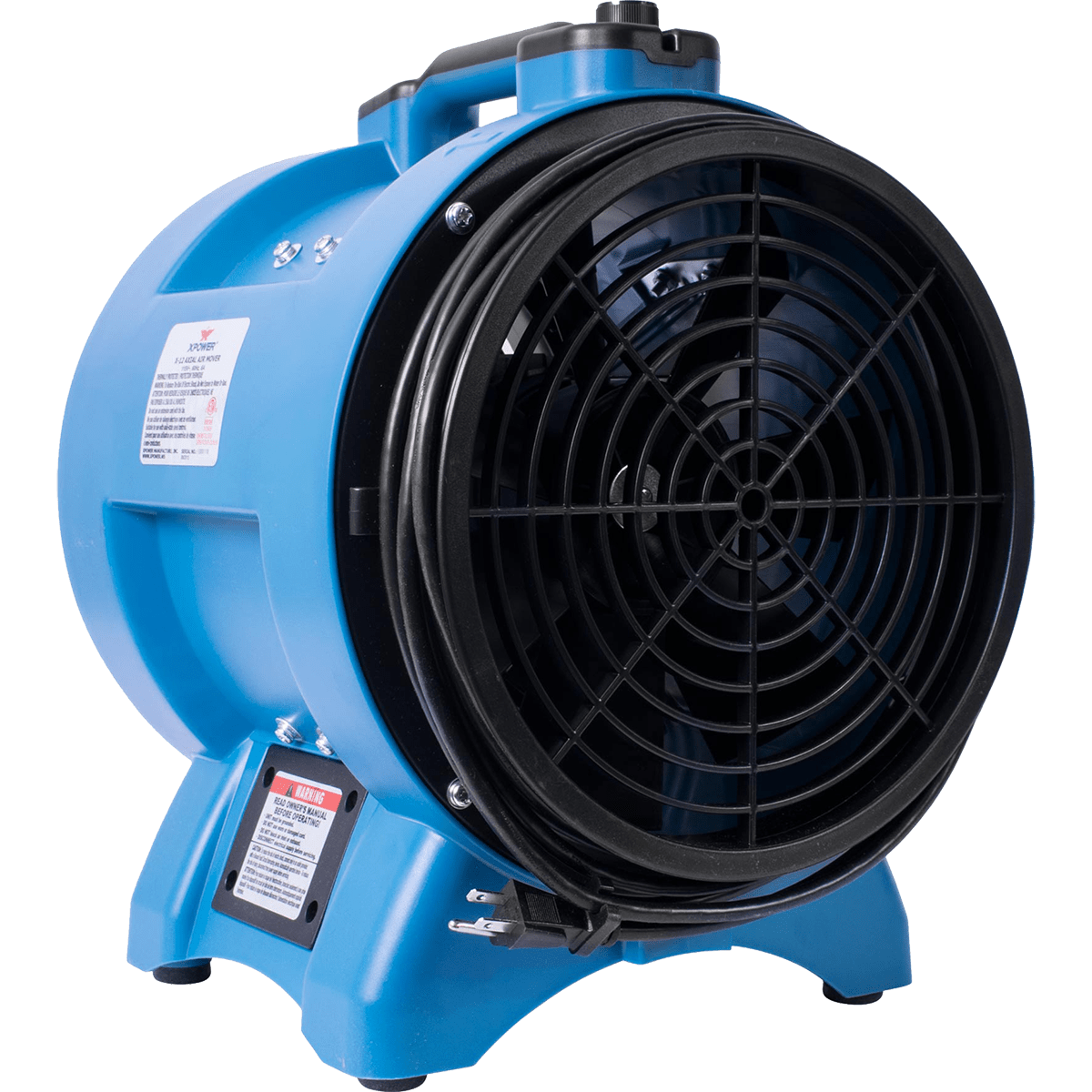 XPOWER X-12 Confined Space 12-In. Industrial Fan - Left Angle