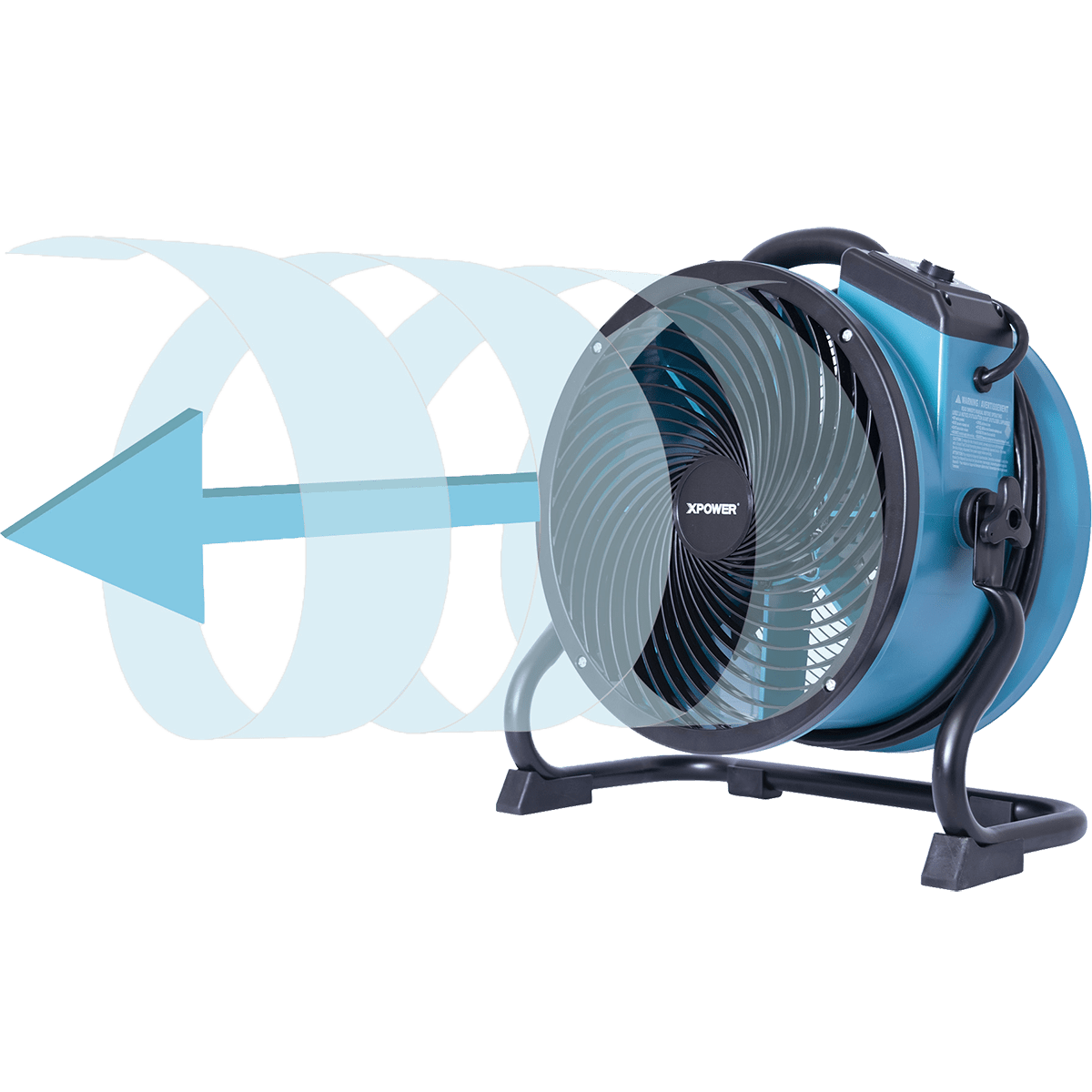 XPOWER 2100 CFM X-39AR Professional Sealed Motor Axial Fan - Blue Airflow