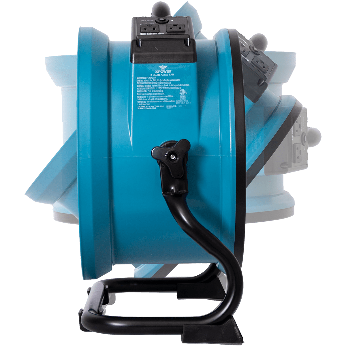 XPOWER 2100 CFM X-39AR Professional Sealed Motor Axial Fan - Blue - Roatating Head
