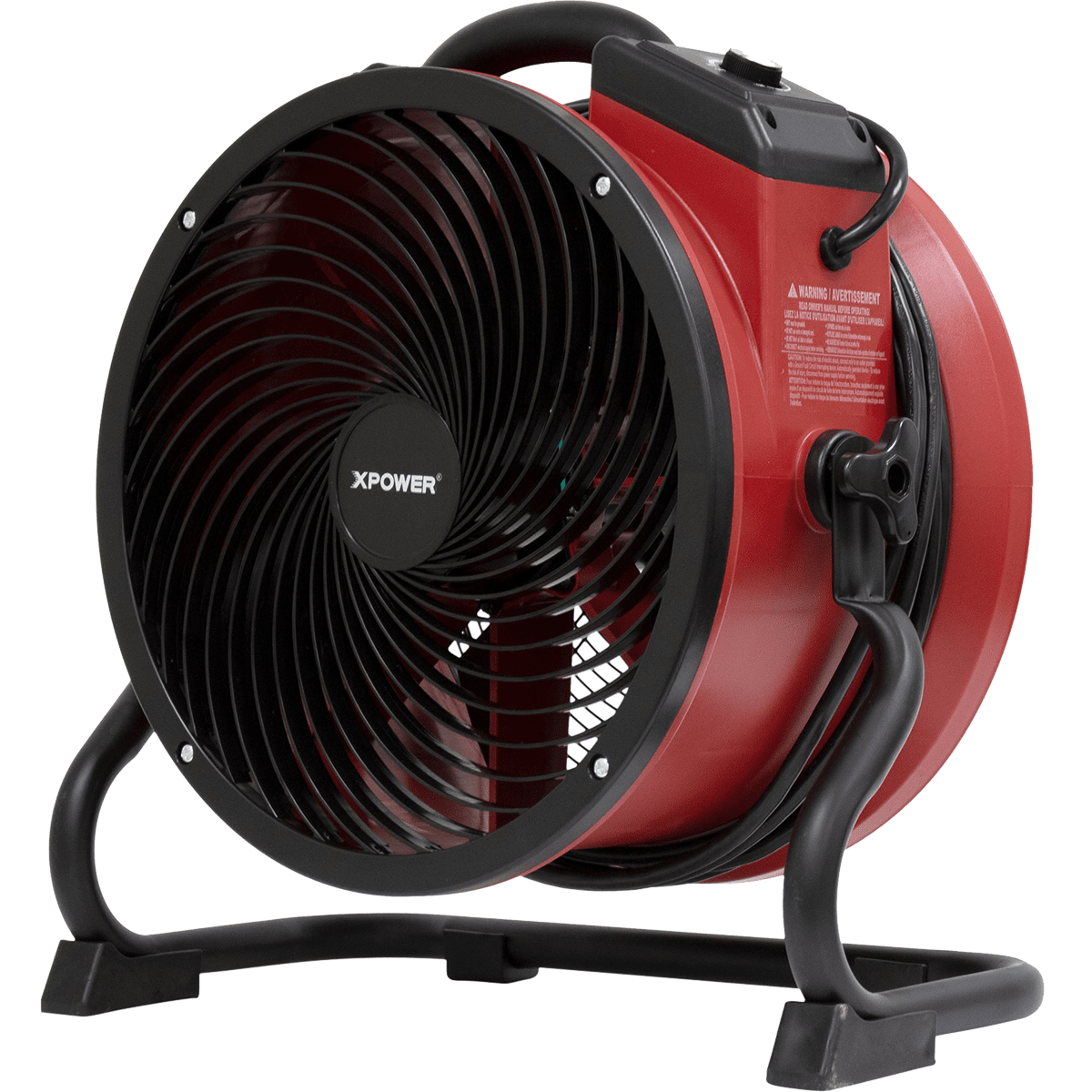 XPOWER 2100 CFM X-39AR Professional Sealed Motor Axial Fan - Red Angle
