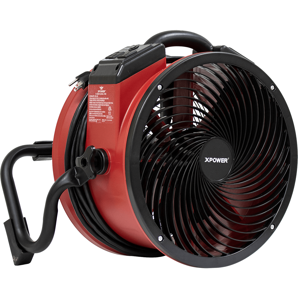 XPOWER 2100 CFM X-39AR Professional Sealed Motor Axial Fan - Red - Rack Back