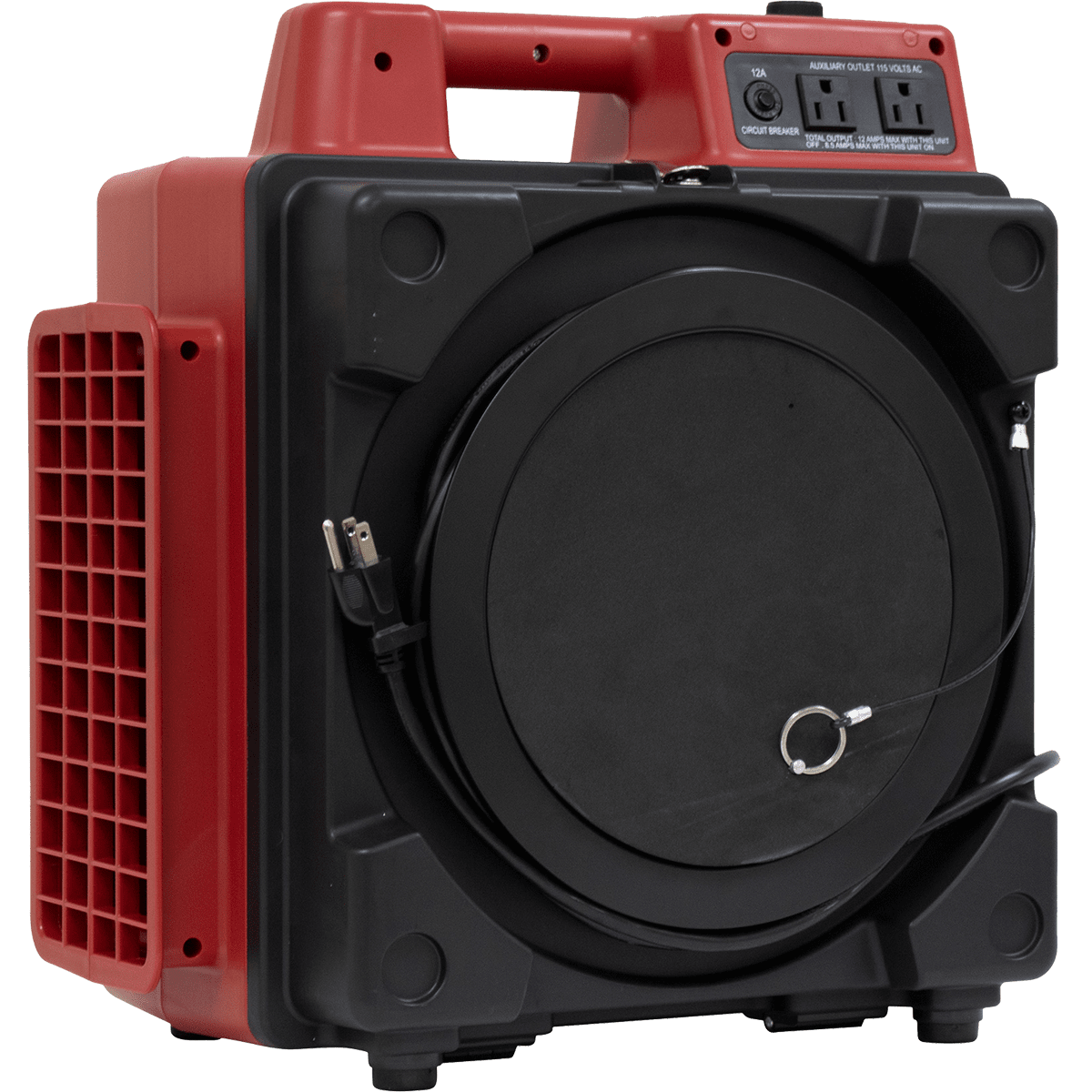 XPOWER X-2480A Professional 3-Stage Mini HEPA Air Scrubber Red - Angle