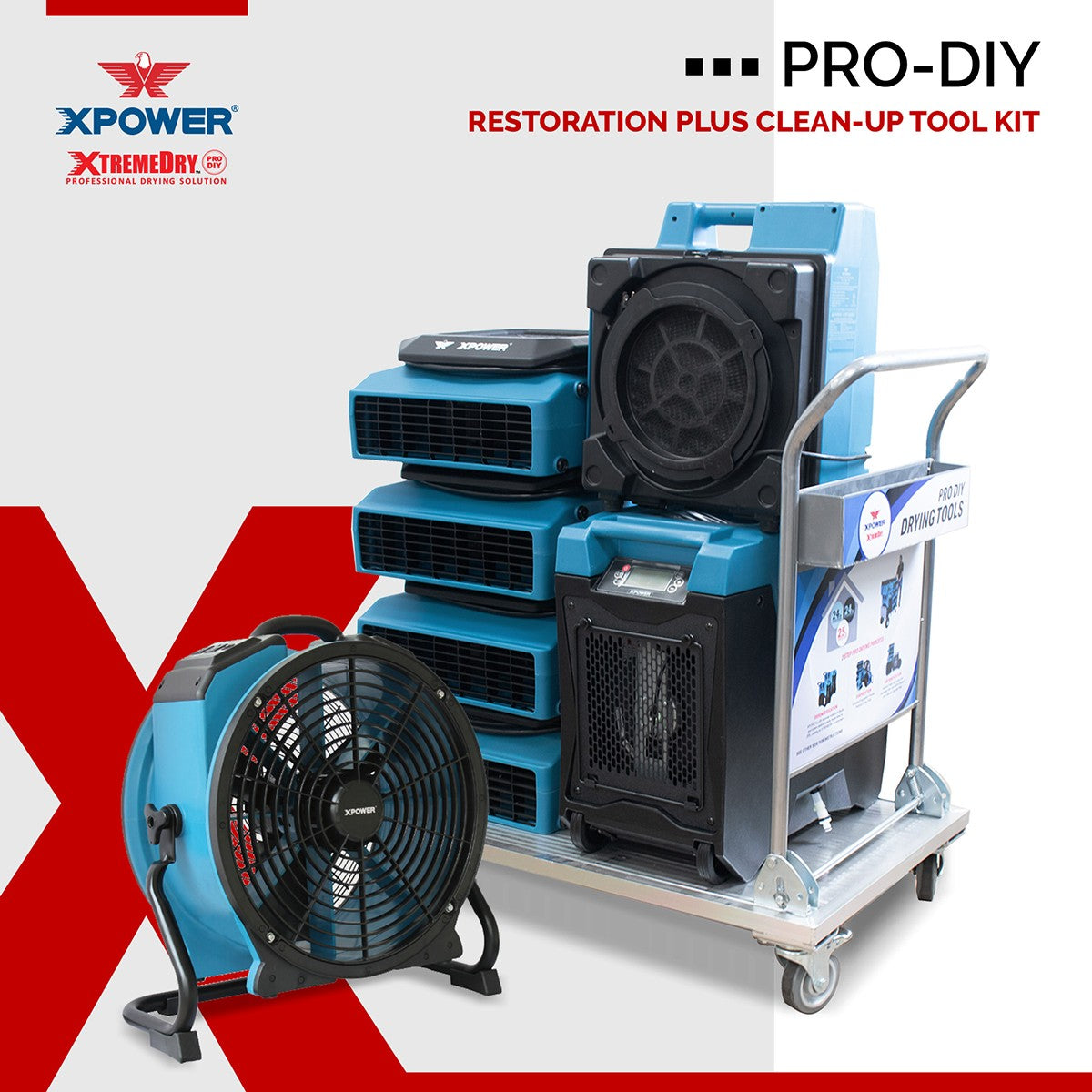 XPOWER XtremeDry Pro-DIY Restoration Plus Clean-Up Tool Kit - Graphic