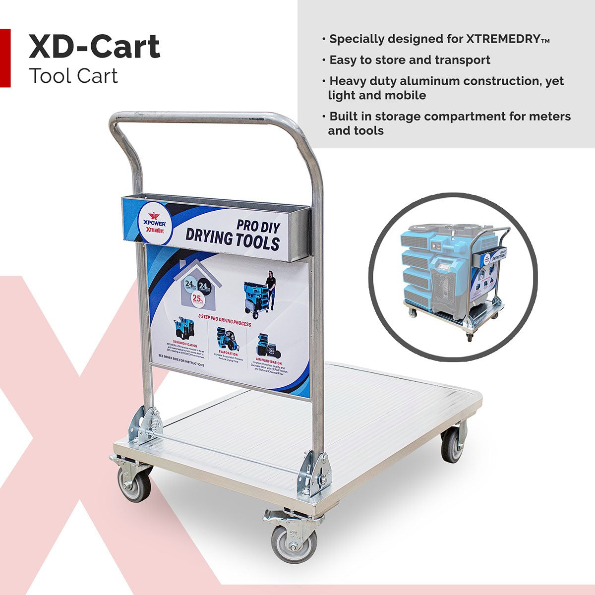 XPOWER XtremeDry Pro-DIY Restoration TOTAL Clean-Up Tool Kit - Cart