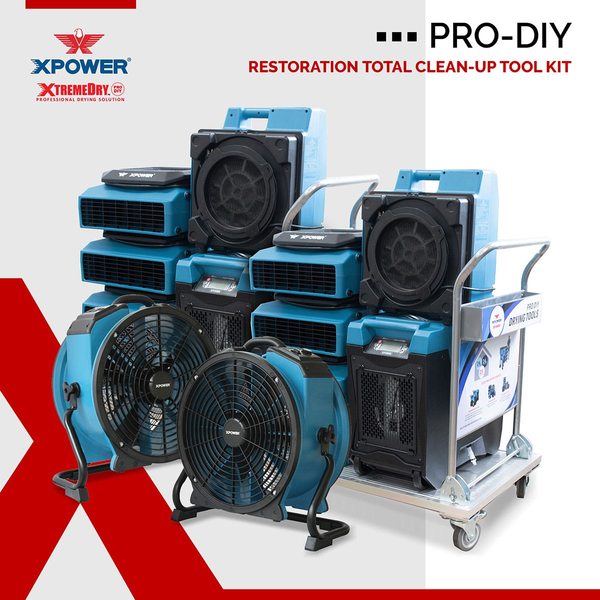 XPOWER XtremeDry Pro-DIY Restoration TOTAL Clean-Up Tool Kit - Graphic