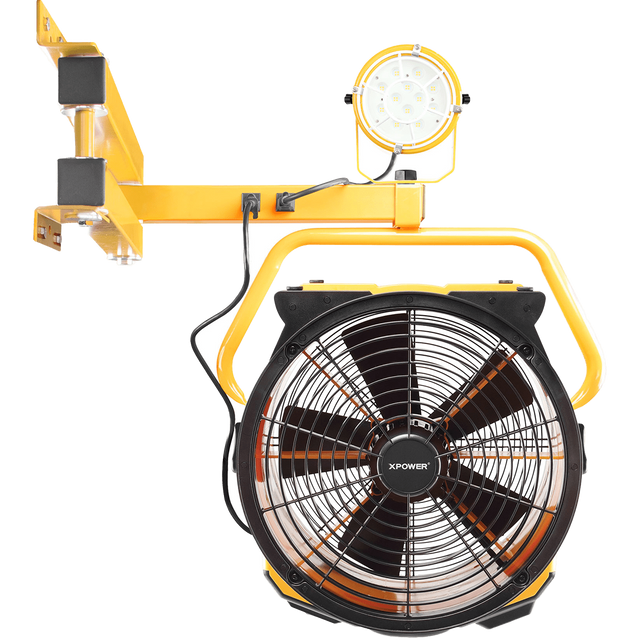 XPOWER 18-In. 3600 CFM Wall Mount Warehouse/Dock/Trailer Fan Kit w/ LED Spotlight - Main