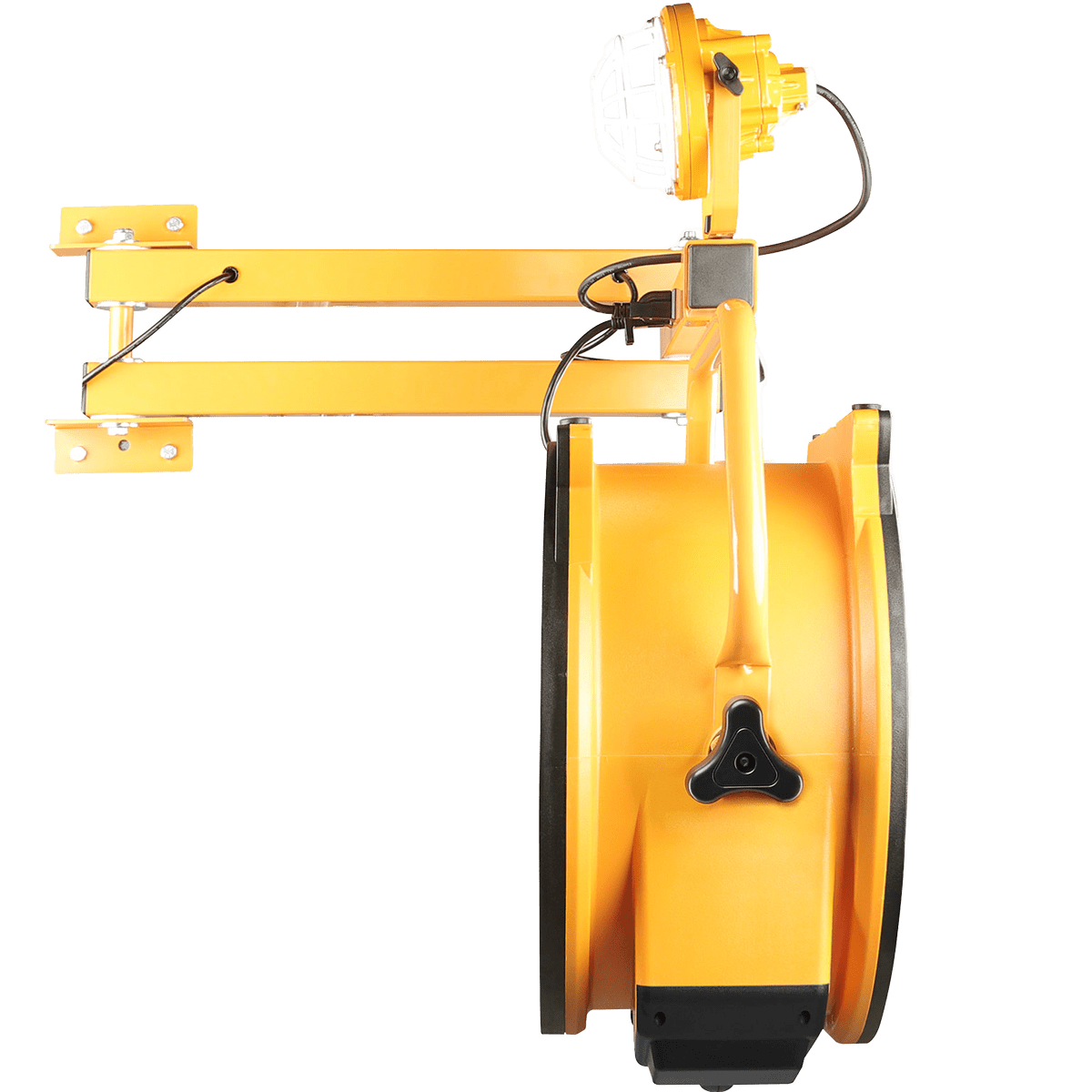 XPOWER 18-In. 3600 CFM Wall Mount Warehouse/Dock/Trailer Fan Kit w/ LED Spotlight - Side