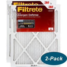 3M Filtrete 1-Inch Micro Allergen Defense MPR 1000 Air Filters 20x25x1 2-PACK