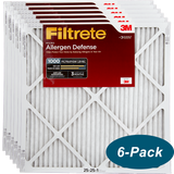 3M Filtrete 1-Inch Micro Allergen Defense MPR 1000 Air Filters 25x25x1 6-PACK