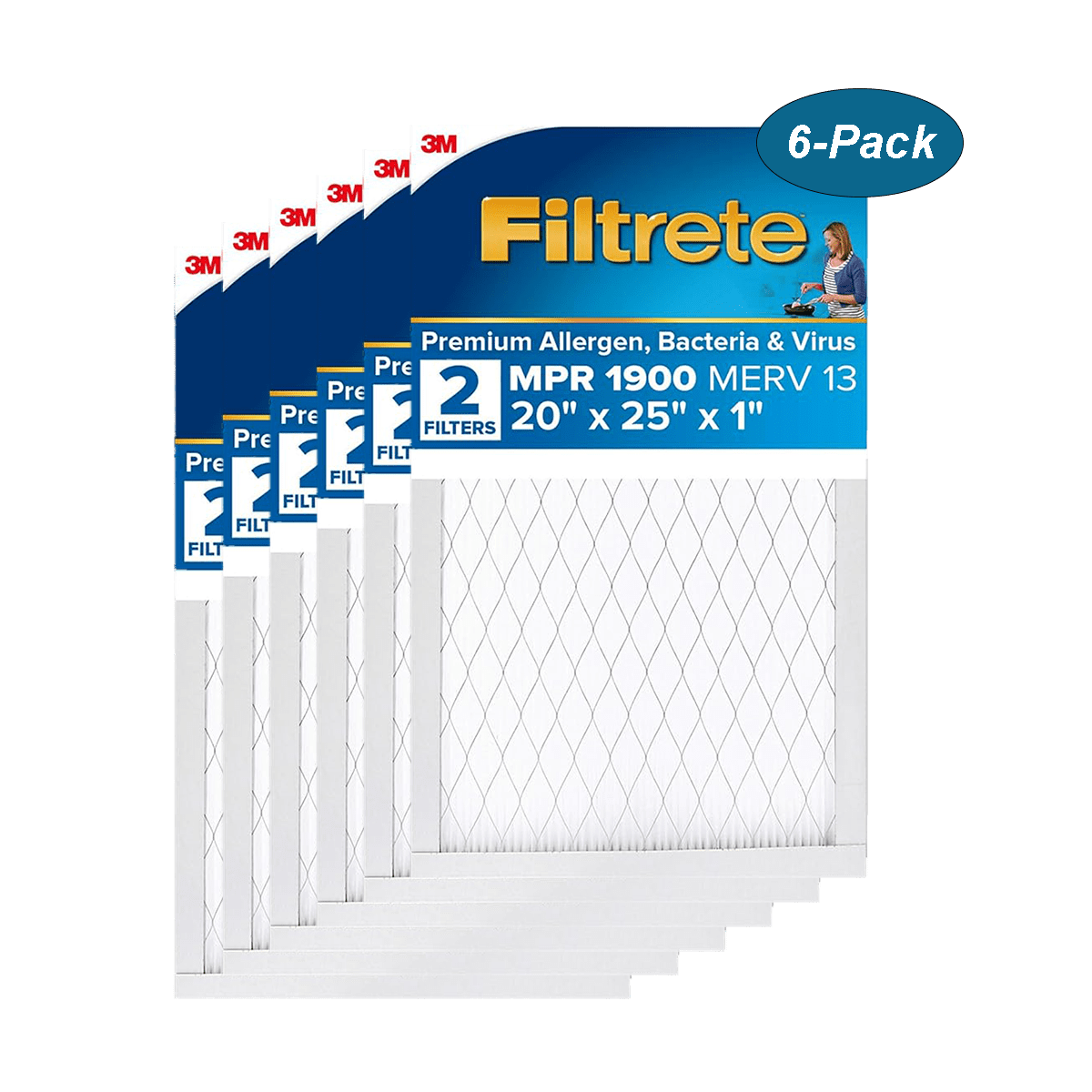 3M Filtrete Healthy Living 1900 MPR Ultimate Allergen Reduction Air Filters - 20x20 6-Pack Main