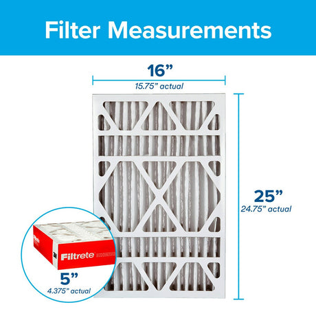 3M Filtrete 5-In. MPR 1000 Allergen Defense Furnace Filters - 16 x 25 x 5 - Dimensions