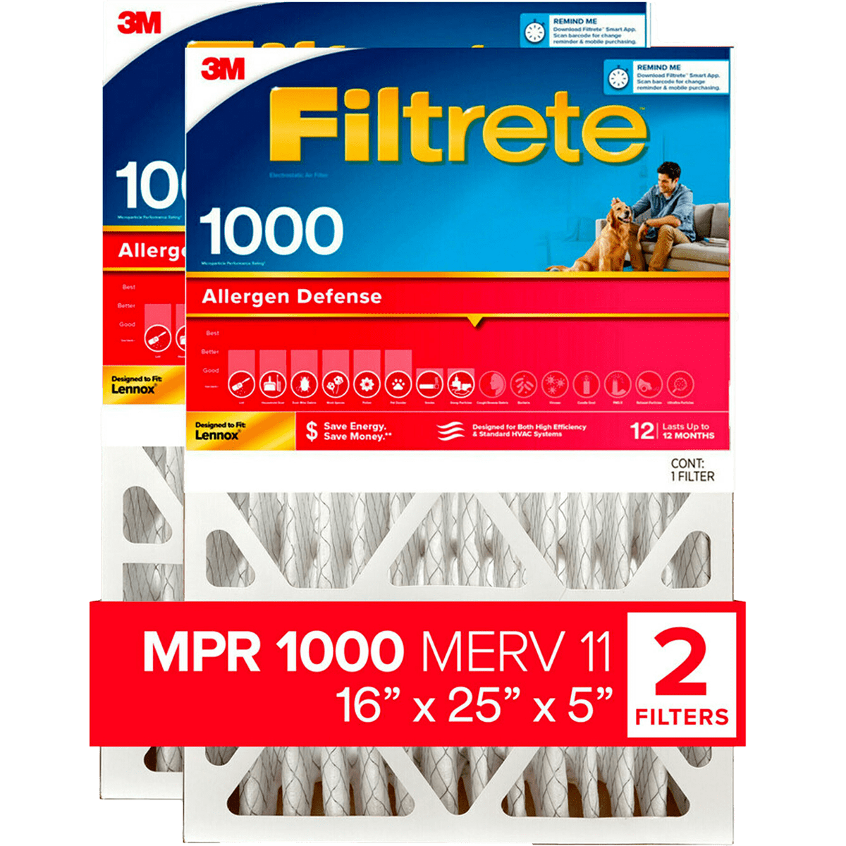 3M Filtrete 5-In. MPR 1000 Allergen Defense Furnace Filters - 16 x 25 x 5 - Main