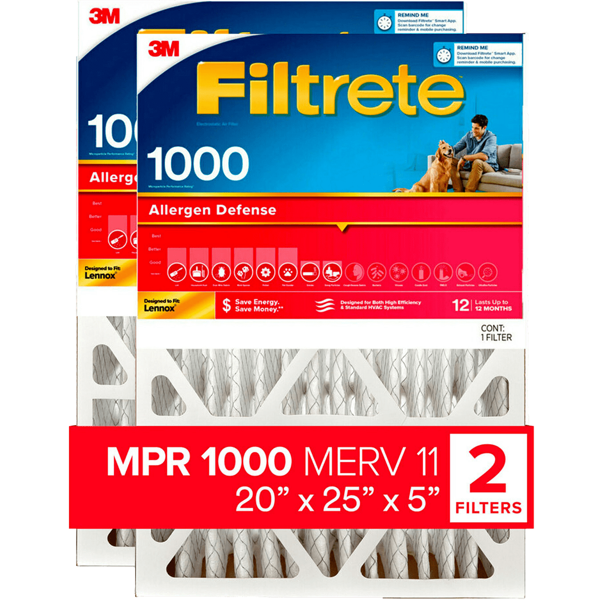 3M Filtrete 5-In. MPR 1000 Allergen Defense Furnace Filters - 20 x 25 x 5 - Main