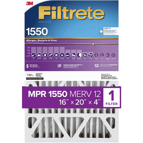3M Filtrete Healthy Living 1550 MPR Ultra Allergen Reduction Filters for 4-Inch Housings - 16x20