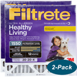 3M Filtrete Healthy Living 1550 MPR Ultra Allergen Reduction Filters 20x20x4 2-PK