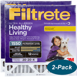 3M Filtrete Healthy Living 1550 MPR Ultra Allergen Reduction Filters 20x20x4 2-PK